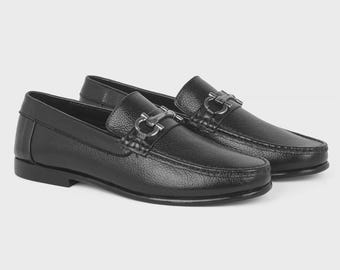 Handmade Black Leather Horsebit Loafers