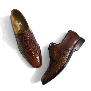 Zapatos de piel de cocodrilo marrón hechos a mano para hombre, zapatos de vestir de lujo, zapatos Oxford de piel exótica, zapatos formales, zapatos de negocios de diseñador.