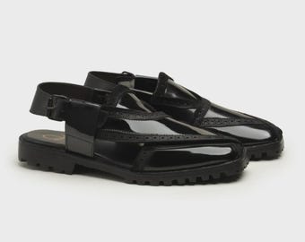 Handmade Black Leather Peshawari Sandals | Pakistani Chappal