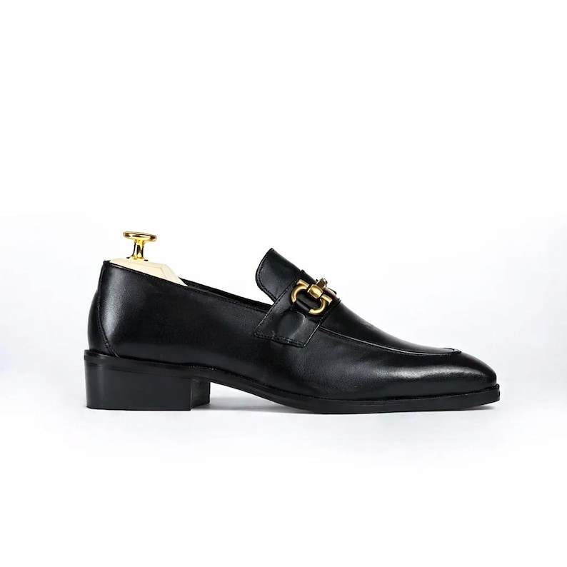 Handmade Black Leather Horsebit Loafers for Men – Classic Slip-On Dress Shoes image 2