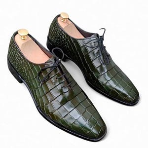 Handmade Crocodile Leather Loafers - Brown Slip-On Party Shoes