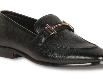 Black Leather Horsebit Loafers for Men – Luxury Slip-On Dress Shoes