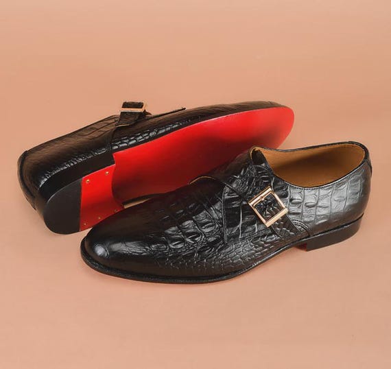 Nettleton Traditionals Genuine Black Alligator Single Monk Strap Dress Shoes Men BLACK ALLIGATOR SINGLE MONK STRAP SHOES main image 3