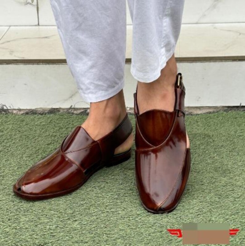 Handmade Peshawari Chappal for Men Genuine Leather Pakistani Sandals Traditional Pashtun Footwear image 3