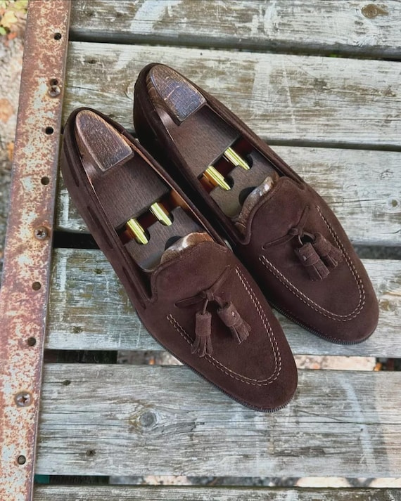 Handmade Brown Suede Loafers: Men's Slip-On Leather Dress Shoes