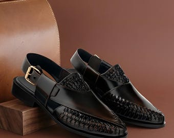 Handmade Peshawari Chappal for Men Genuine Leather Pakistani Sandals Traditional Pashtun Footwear