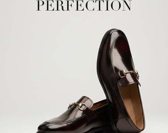 Handgjorda vinröda läderloafers i läder, slip-on-skor för män