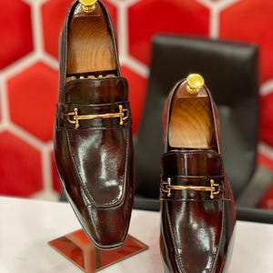 Handmade Brown Leather Horsebit Loafers: Italian Style Slip-On Shoes image 2