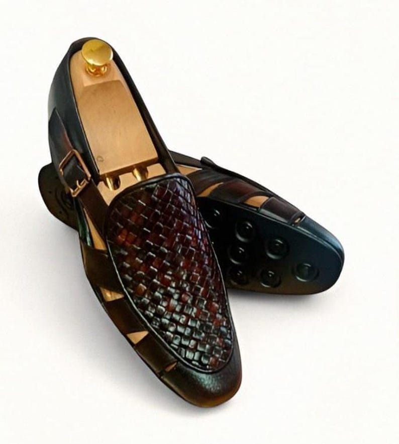 Handmade Woven Leather Sandals: Bespoke Men's Footwear image 2