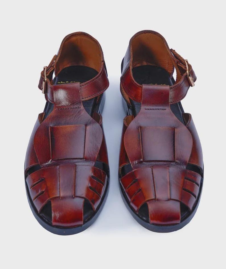 Handgefertigte Braune Leder Peschawori Chappal: Klassische Herren Sandalen Bild 2