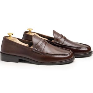 Men's Handmade Chesnut Smooth Leather Dress Shoes image 2