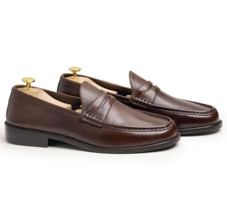 Men's Handmade Chesnut Smooth Leather Dress Shoes image 2