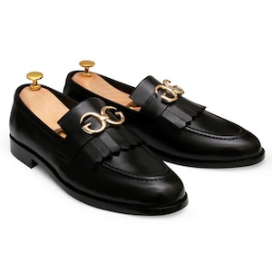 Handmade Leather Tassel Loafers: Men's Horsebit Slip-On Dress Shoes