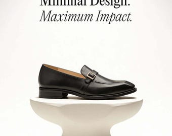 Handmade Black Leather Monk Strap Loafers, Men's Formal Dress Shoes, Wedding Office Footwear