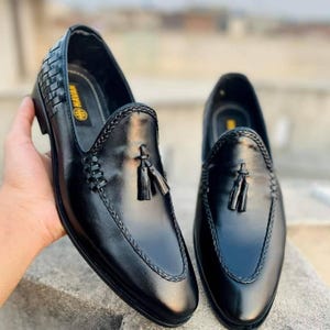 Black Handmade Bespoke Casual Loafers for Men | Custom Leather Loafers | Luxury Footwear