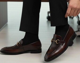Moretti Dickens Bit Loafers, Dark Brown Leather Slip-On Shoes :9.5 D-Width Moretti Dickens Bit Loafers, Dark Brown Leather Slip-on  main image 3