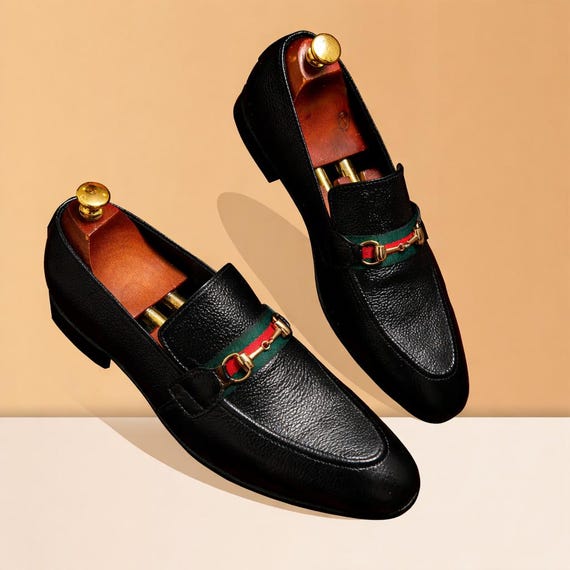 Luxury Handmade Black Leather Horsebit Loafers for Men – Classic Slip On Dress & Formal Shoes