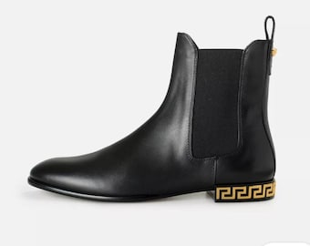 Handmade Leather Chelsea boots, black ankle boot, classic slip-on