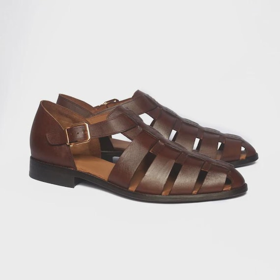 Handmade Italian Leather Fisherman Sandals for Men: Genuine Leather, Bespoke Footwear