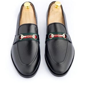 Black Leather Men Dress Loafers | Leather Moccasins Shoes | Horse Bit Loafers | Men Loafer Shoes | Men Casual Shoes | Genuine Leather Shoes.