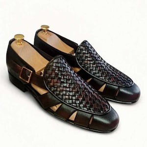 Handmade Woven Leather Sandals: Bespoke Men's Footwear image 1