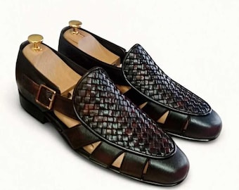 Handmade Men's Woven Leather Sandals Bespoke Dress Shoes