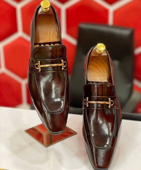 Handmade Brown Leather Horsebit Loafers: Italian Style Slip-On Shoes
