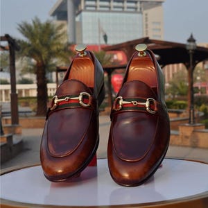 Premium Leather Men&#39;s Brown Loafer | Handmade Slip-On Dress Shoes for Men | Genuine Leather Casual Shoes for Party Prom Wedding