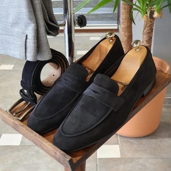 Handmade Suede Leather Loafers: Men's Slip-On Dress Shoes