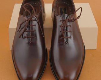 Handmade Brown Leather Oxford Shoes - Men’s Formal Dress Shoes