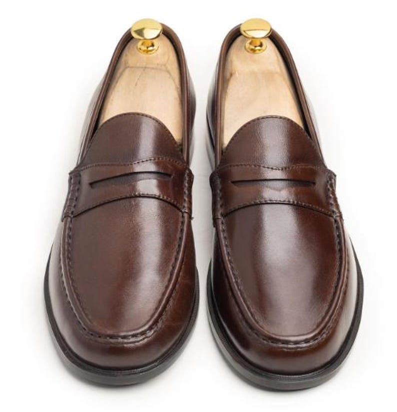 Men's Handmade Chesnut Smooth Leather Dress Shoes image 4