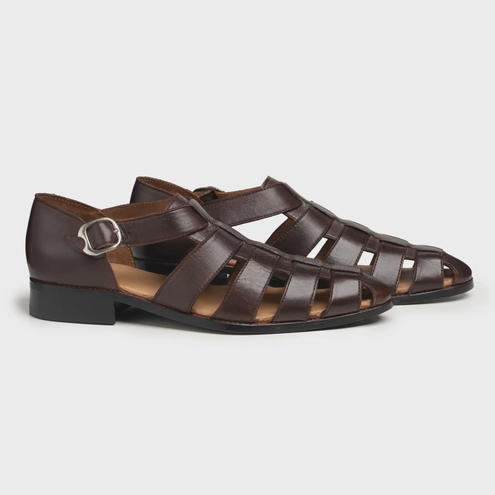 green emerald velvet dress Men's 44390 Formal Slip On Closed Toe Fisherman Dress Sandals 10.5 / Cognac