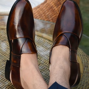 Brown Leather Sandals, Unique Style Handmade Peshawari Chappal, Comfortable Gents Foot Wear, Everyday Wear Sandals, Peshawari Chappal