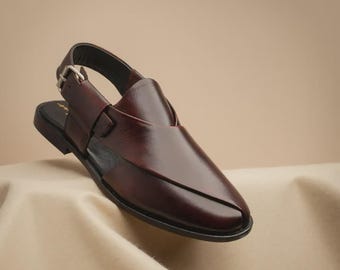 Handmade Dark Brown Leather Peshawari Chappal || Men's Authentic Sandals