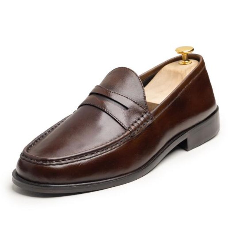 Men's Handmade Chesnut Smooth Leather Dress Shoes image 3