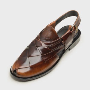 Handmade Men's Brown Leather Peshawari Chappal - Handmade Leather Sandals , Peshawri Sandals, Leather Footwear, Gift for him, Gift for Bf