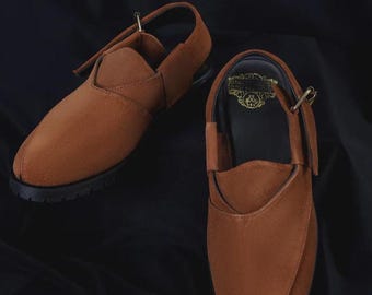 Handmade Brown Suede Leather Peshawari Chappal: Classic Men's Sandals