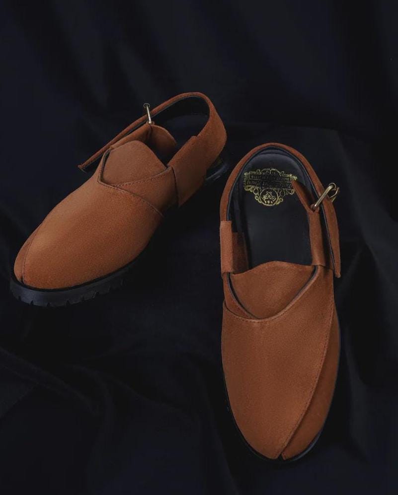 Brown Suede Peshawari Sandals, Rustic Brown Suede Peshawari Chappal, Handmade Dark Brown Suede Peshawari Panjadara Chappal  main image 3
