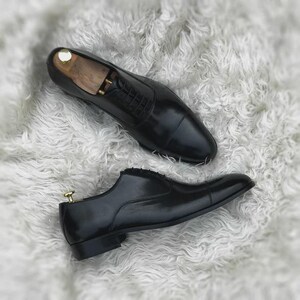 Italian Handmade black Leather whole cut oxford shoes: Men's Luxury Lace up dress shoes image 3
