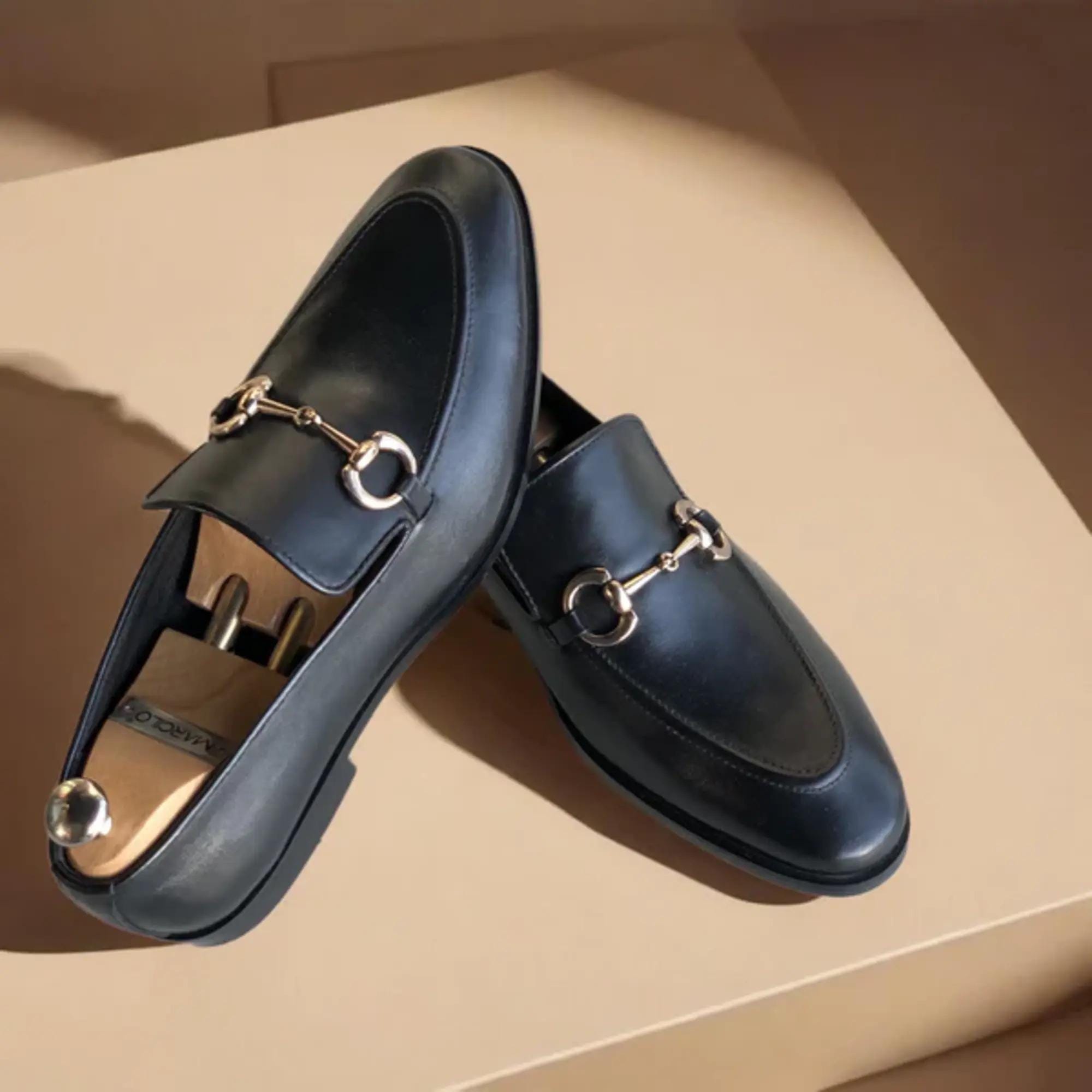 Black Leather Men Dress Loafers | Leather Moccasins Shoes | Horse Bit Loafers | Men Loafer Shoes | Men Casual Shoes | Genuine Leather Shoes.