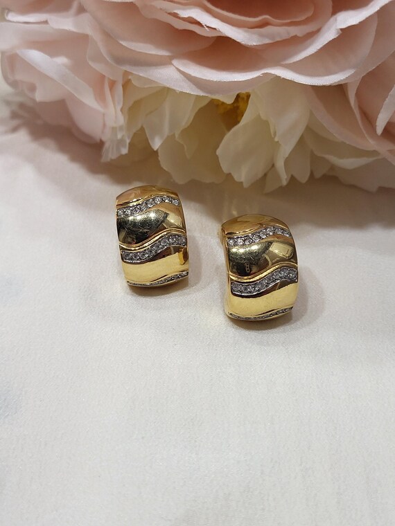 Earrings Inspired C Shape, Chunky, Wave Sparkle C… - image 7