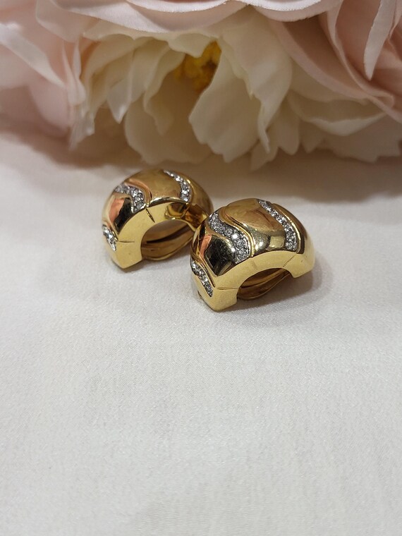 Earrings Inspired C Shape, Chunky, Wave Sparkle C… - image 2