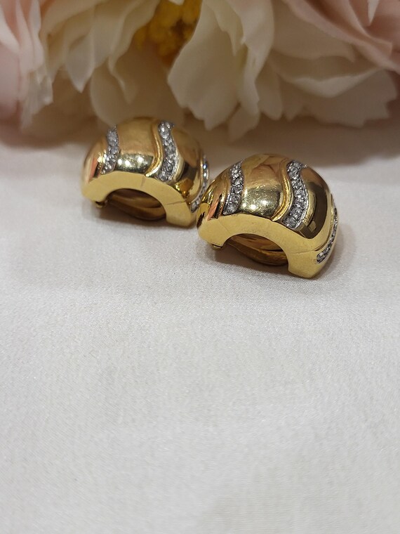 Earrings Inspired C Shape, Chunky, Wave Sparkle C… - image 3