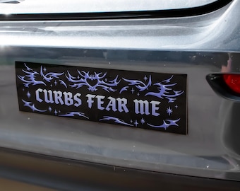 Curbs Fear Me Vinyl Bumper Sticker: Y2K Tattoo Car Decal Tramp Stamp