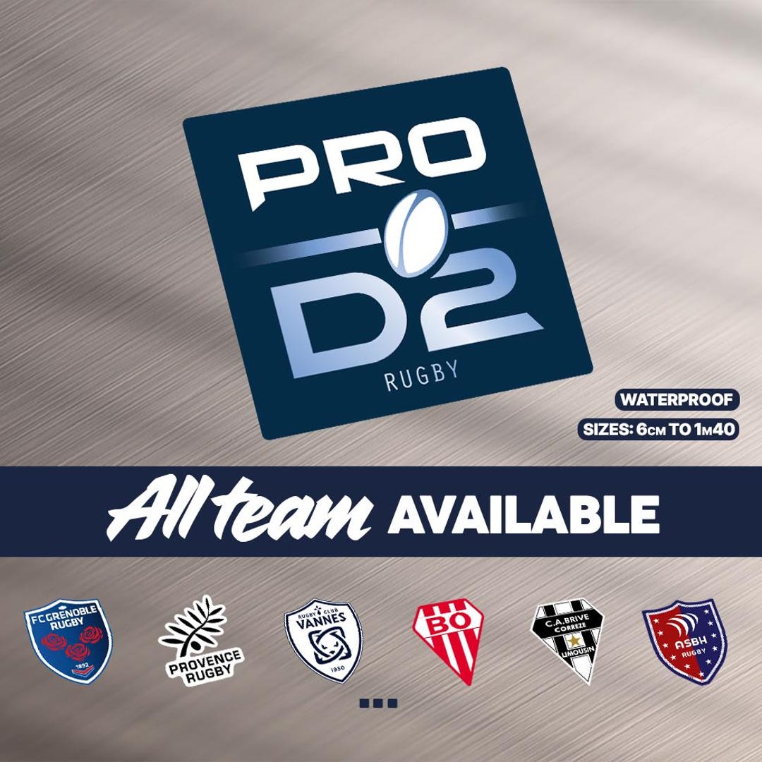 Rugby Pro D2 Team Stickers - UV & Rain Resistant Vinyl - Various Sizes ...