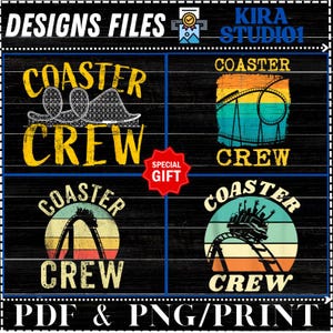 Roller Coaster Crew PNG: Amusement Park Family Designs (Digital Download)