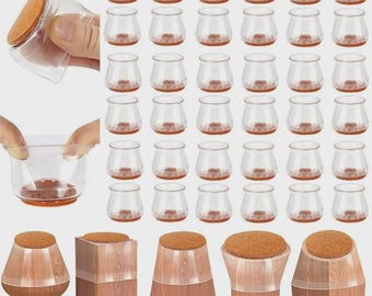 Silicone Chair Leg Protectors with Felt Pads, Floor Scratch Noise Reduction, Clear Furniture Caps