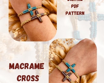 Macrame bracelet Pattern.Macrame Bracelet Tutorial.Macrame Cross Pattern.Beginner Friendly.