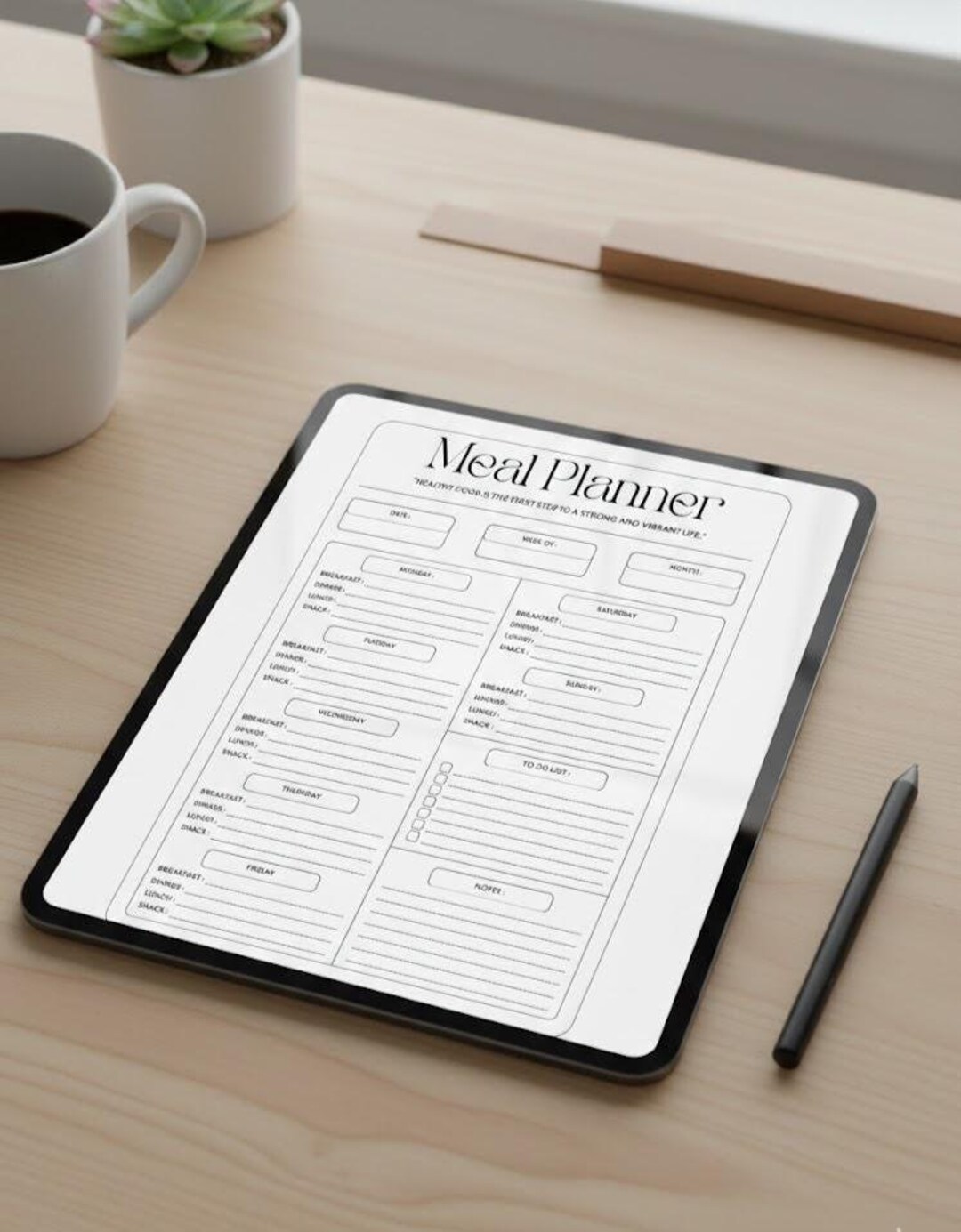 Weekly Meal Planner Printable, Minimalist Food Organizer (PDF Download ...