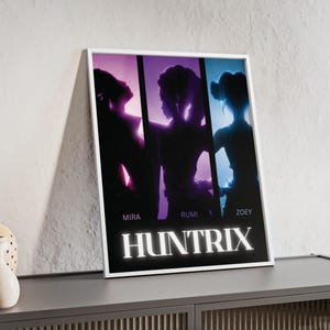 Kpop Demon Hunters Digital Wall Print, Huntrix Wall Art, Fan Art, Demon Hunter Trio, Instant Download